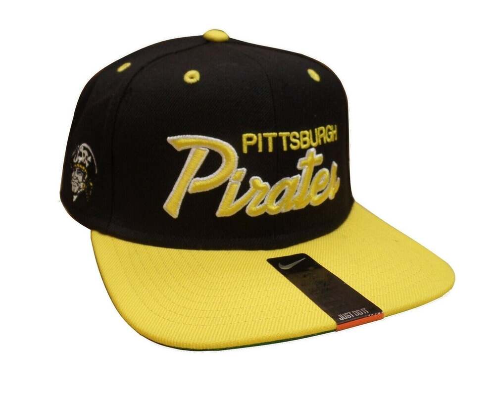 Nike Vintage Two Toned Script Pittsburgh Pirates Black/Yellow Snapback Hat